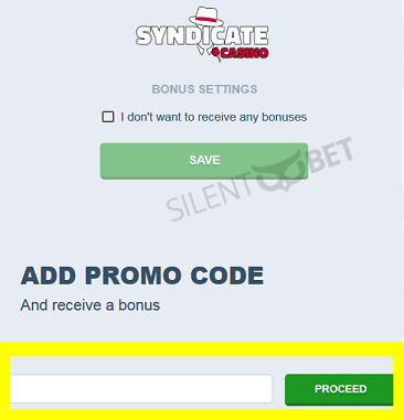 Syndicate casino promo code enter