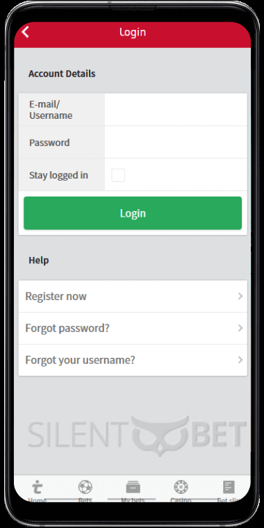 Tipico mobile login page thru Android