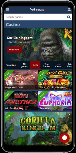 Tornado Bet mobile casino on Android