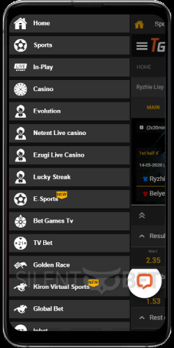 Navigation of TotoGaming Android app