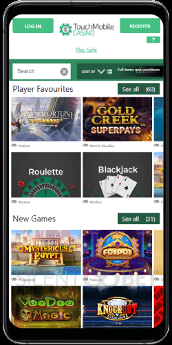 Touch mobile casino for Android