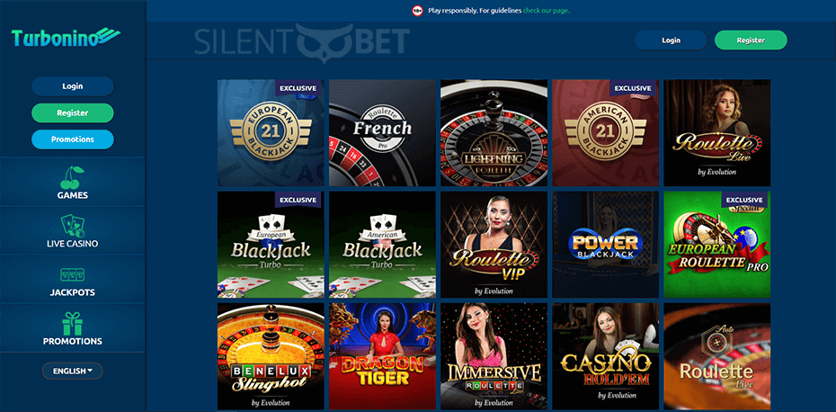 Turbonino Casino Live Dealer Games