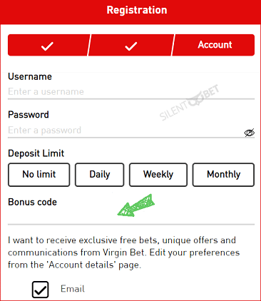Virgin Bet bonus code enter