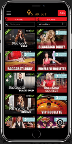 Vstarbet mobile live casino on iPhone