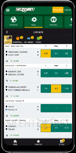 Wazobet mobile live betting on Android