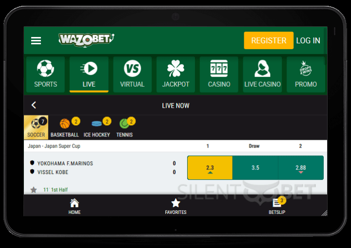 Wazobet mobile version on tablet