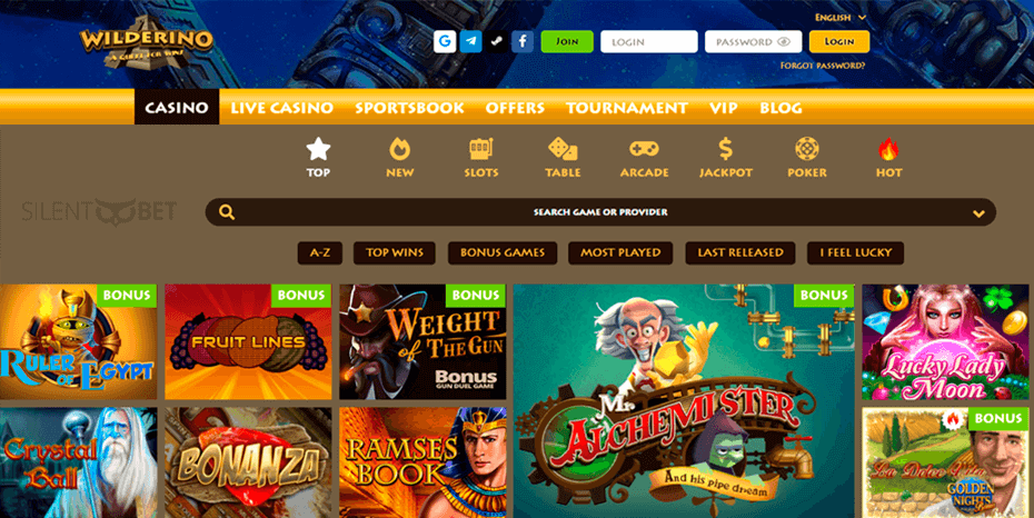 Wilderino casino website