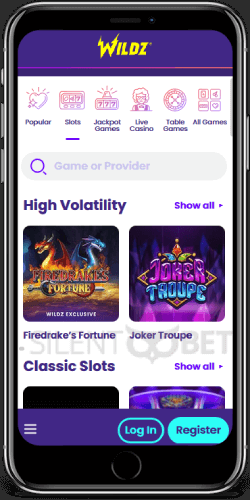 Wildz mobile slot games on iOS