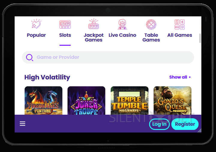 WildZ casino mobile version on tablet