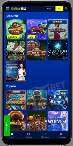 William Hill mobile app for casino