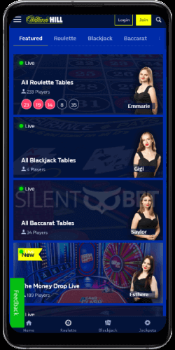 William Hill mobile live casino on Android