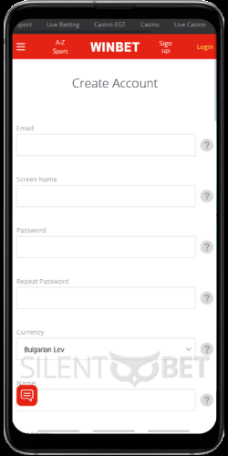 Registration in Winbet's Android App