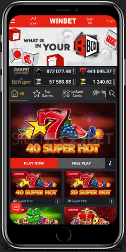 The casino in Winbet's iOS app