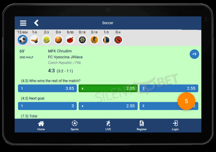 WirWetten mobile version on tablet
