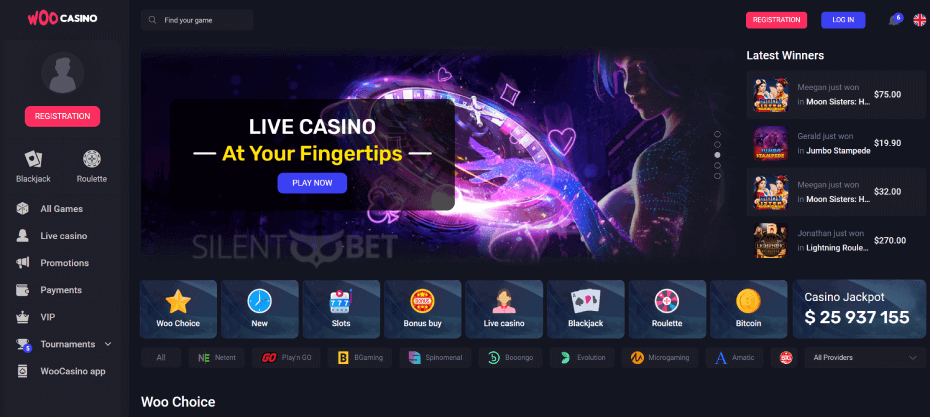 woo casino homepage