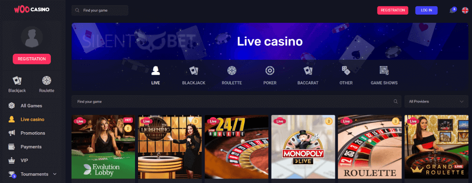 woo casino live games