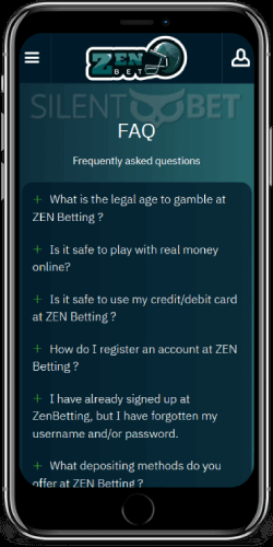 ZenBetting Casino FAQ on iOS