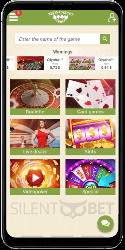 Zeon Casino Mobile Version
